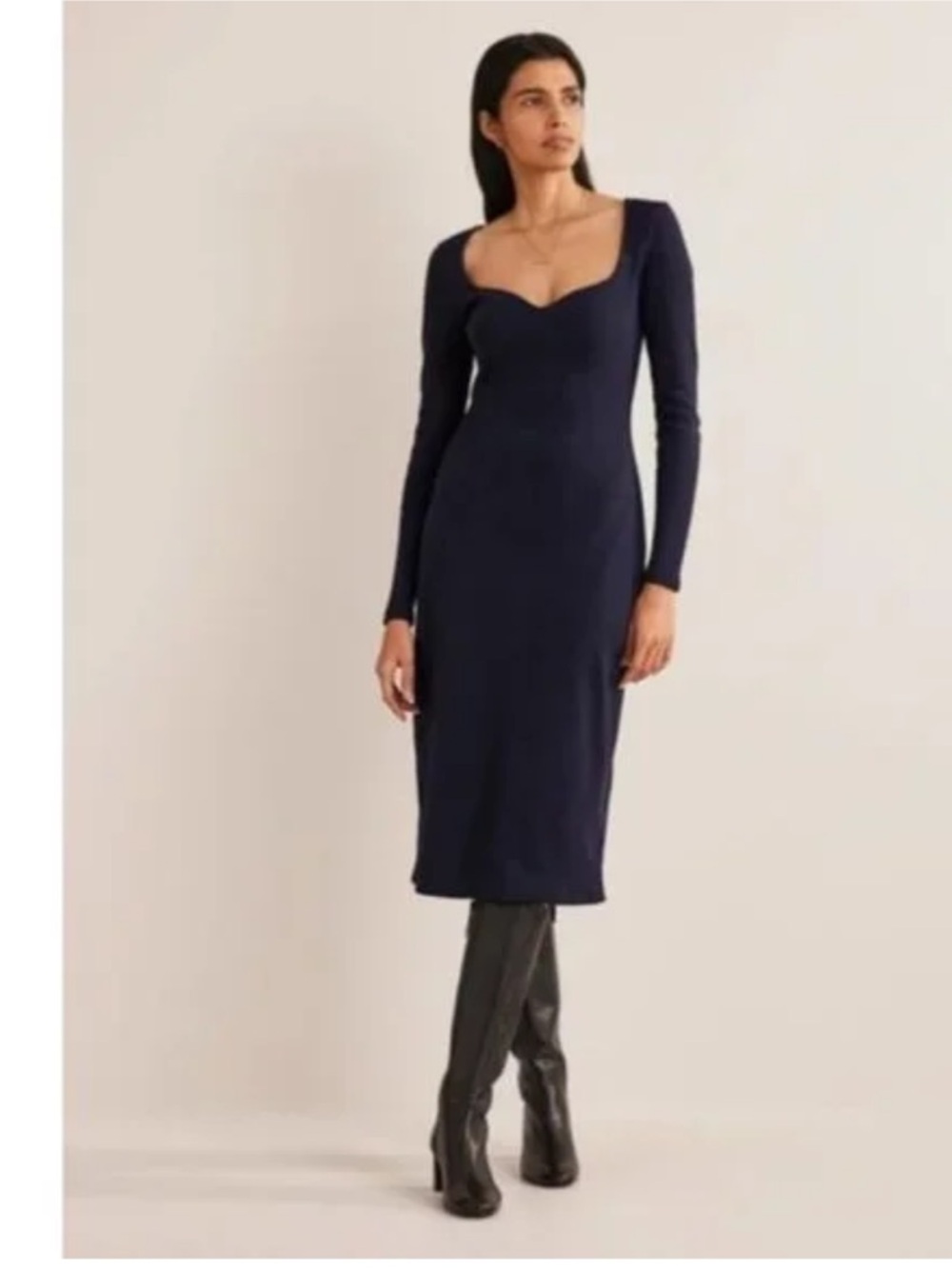 Boden Sweetheart Ribbed Midi Dress
